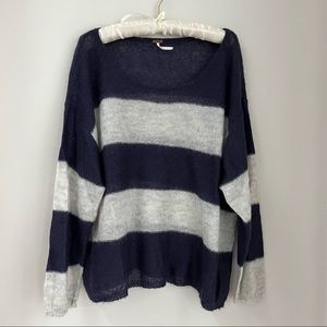 Free People mohair blue and grey striped sweater.
